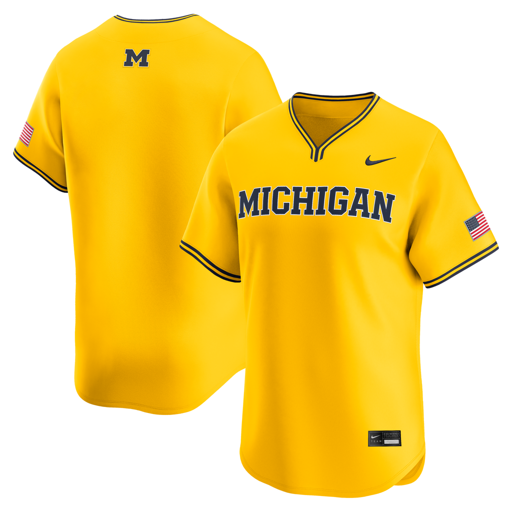 Maize Michigan Wolverines Alternate Limited Baseball Jersey product image 2, provided for visual reference and product