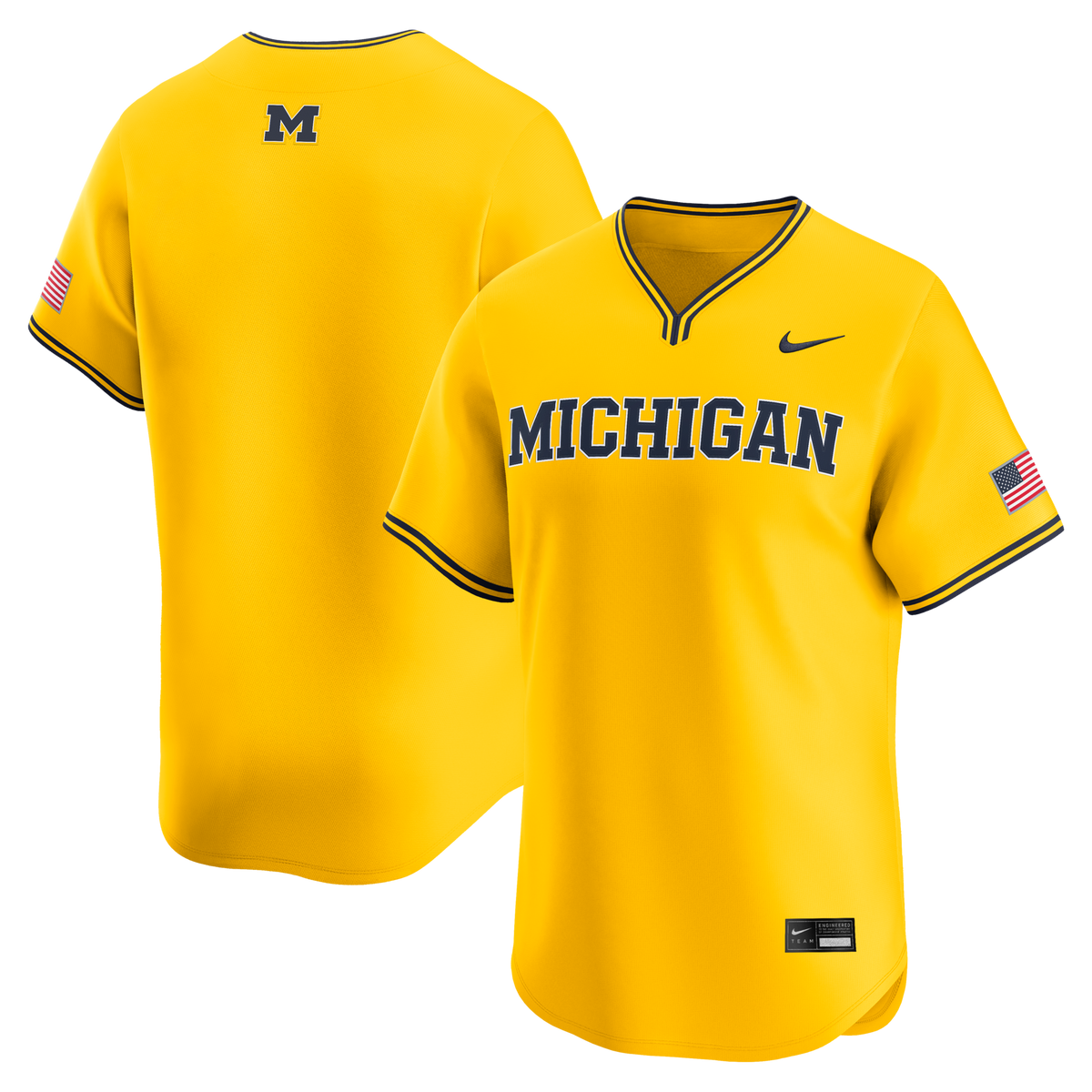 Maize Michigan Wolverines Alternate Limited Baseball Jersey product image 2, provided for visual reference and product