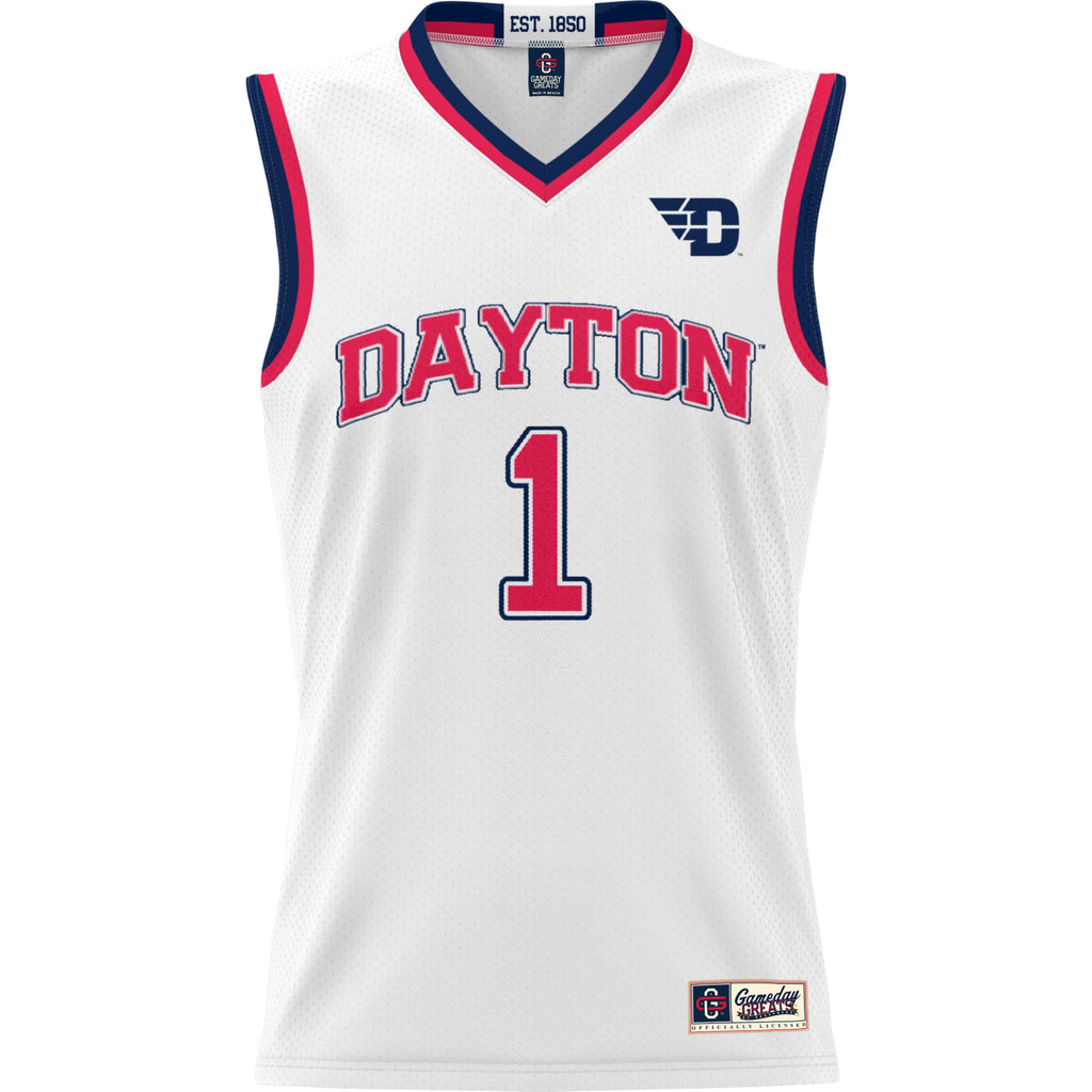 #1 Dayton Flyers Lightweight Basketball Jersey - White product image 3, provided for visual reference and product detail