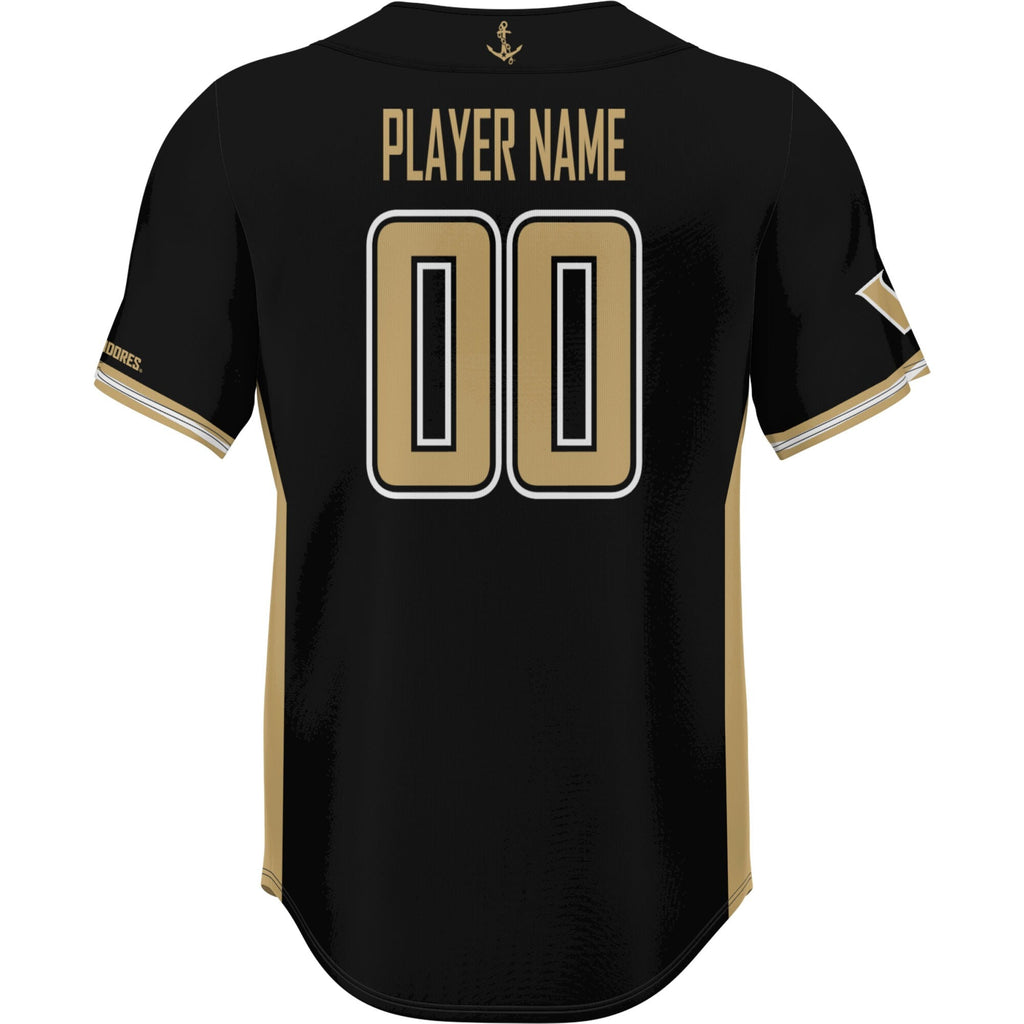 Vanderbilt Commodores NIL Pick-A-Player Lightweight Baseball Jersey - Black product image 4, provided for visual reference
