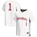 #1 Arkansas Razorbacks Lightweight Baseball Jersey - White product image 1, provided for visual reference and product detail