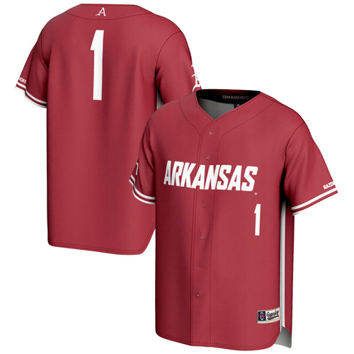 #1 Arkansas Razorbacks Lightweight Baseball Jersey - Cardinal product image 2, provided for visual reference and product