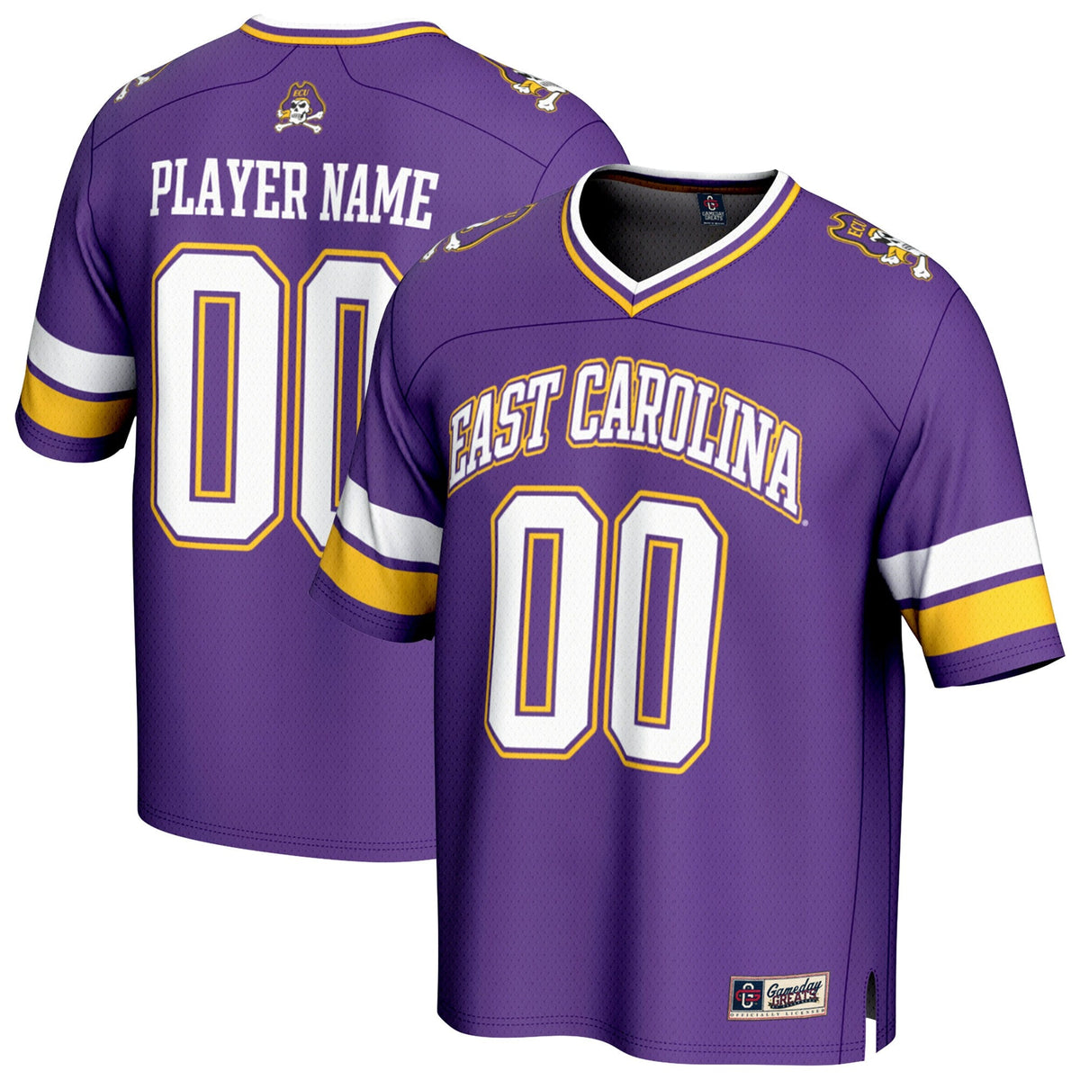 ECU Pirates NIL Pick-A-Player Football Fashion Jersey - Purple product image 1, provided for visual reference and product