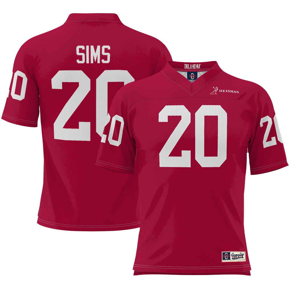 Billy Sims Crimson Oklahoma Sooners Heisman Football Jersey product image 1, provided for visual reference and product