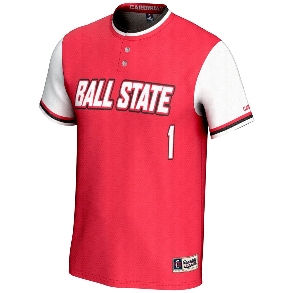 #1 Ball State Cardinals Lightweight Softball Jersey - Cardinal product image 3, provided for visual reference and product