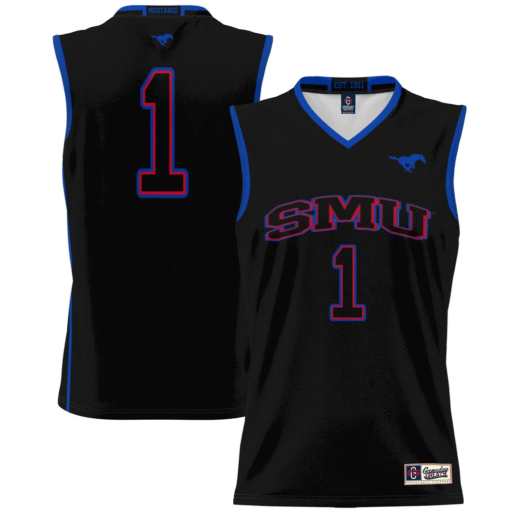 #1 SMU Mustangs Lightweight Basketball Jersey - Black product image 1, provided for visual reference and product detail