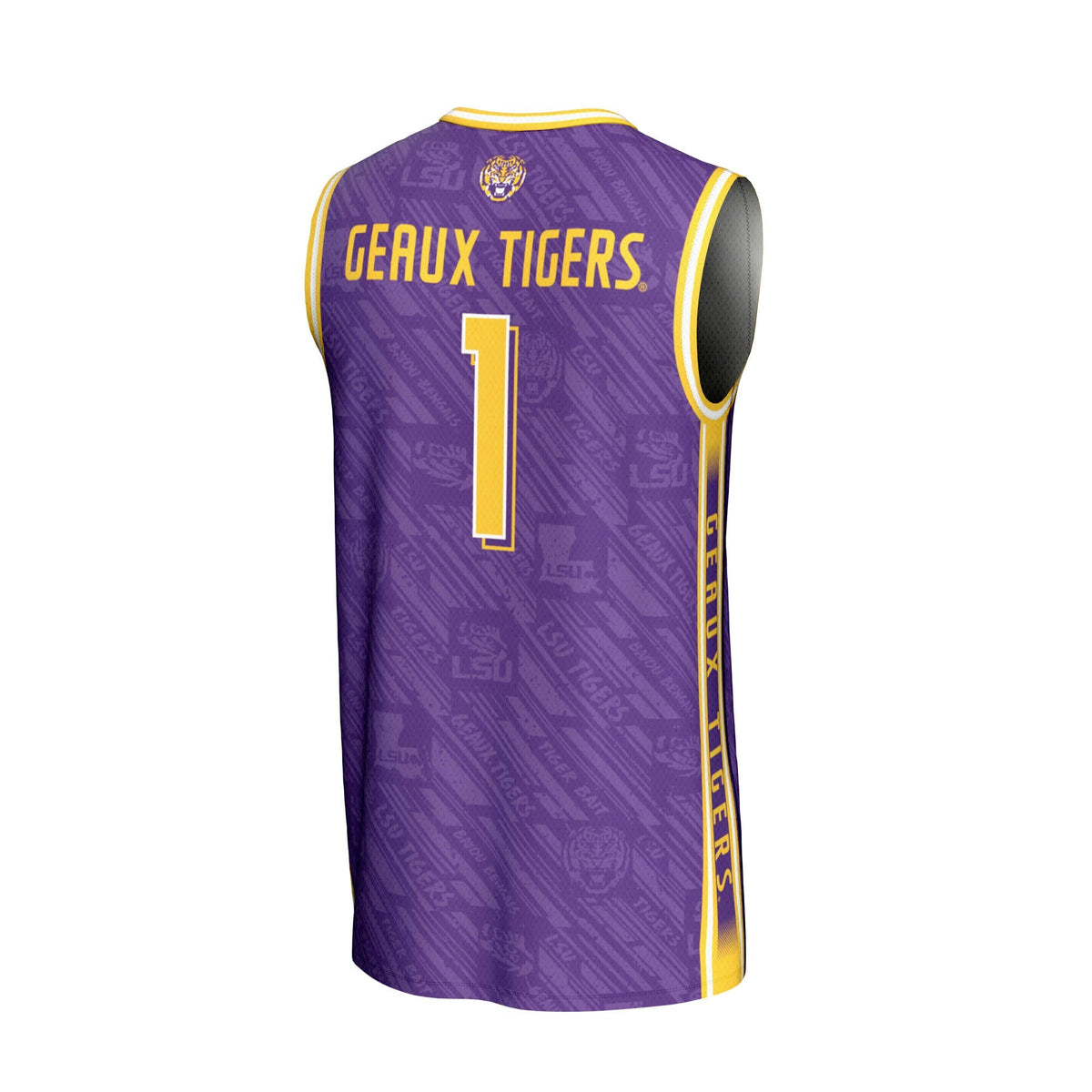#1 LSU Tigers Lightweight Highlight Print Basketball Jersey - Purple product image 4, provided for visual reference and