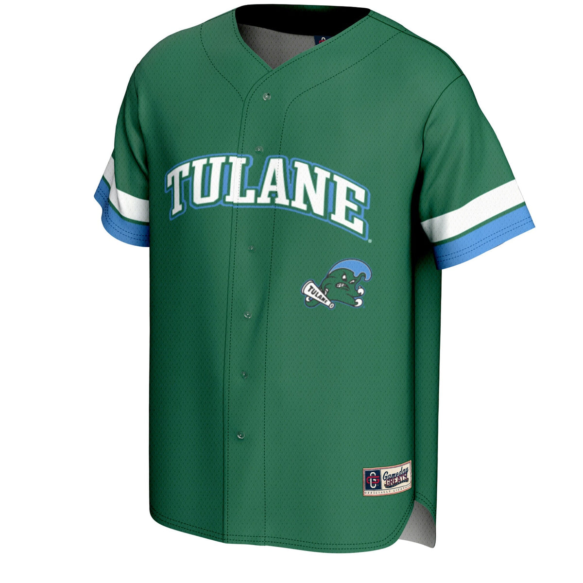 Tulane Green Wave Spirit Baseball Jersey - Green product image 3, provided for visual reference and product detail review