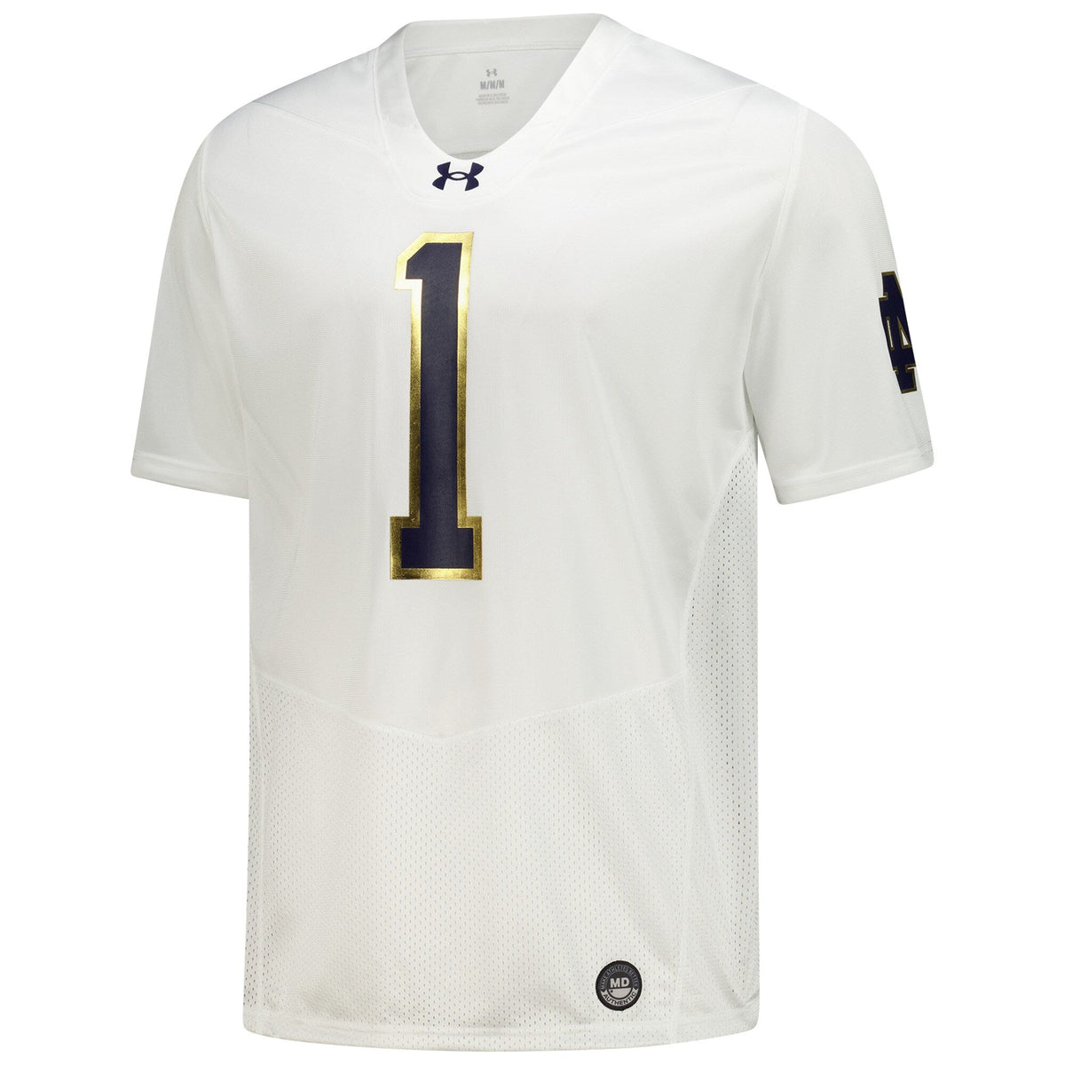Notre Dame Fighting Irish #1 Replica Football Jersey - White product image 3, provided for visual reference and product