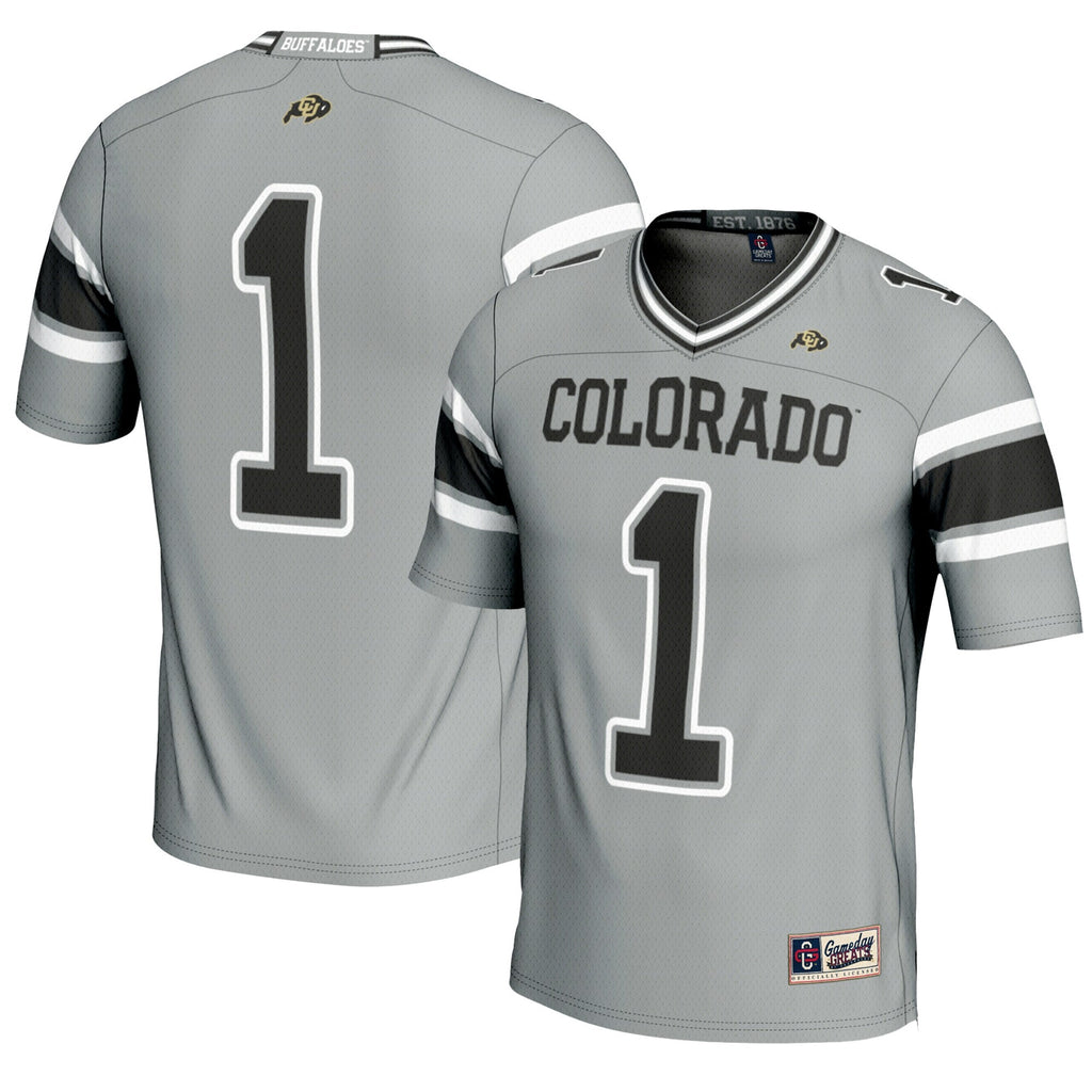 #1 Colorado Buffaloes Endzone Football Jersey - Gray product image 1, provided for visual reference and product detail review