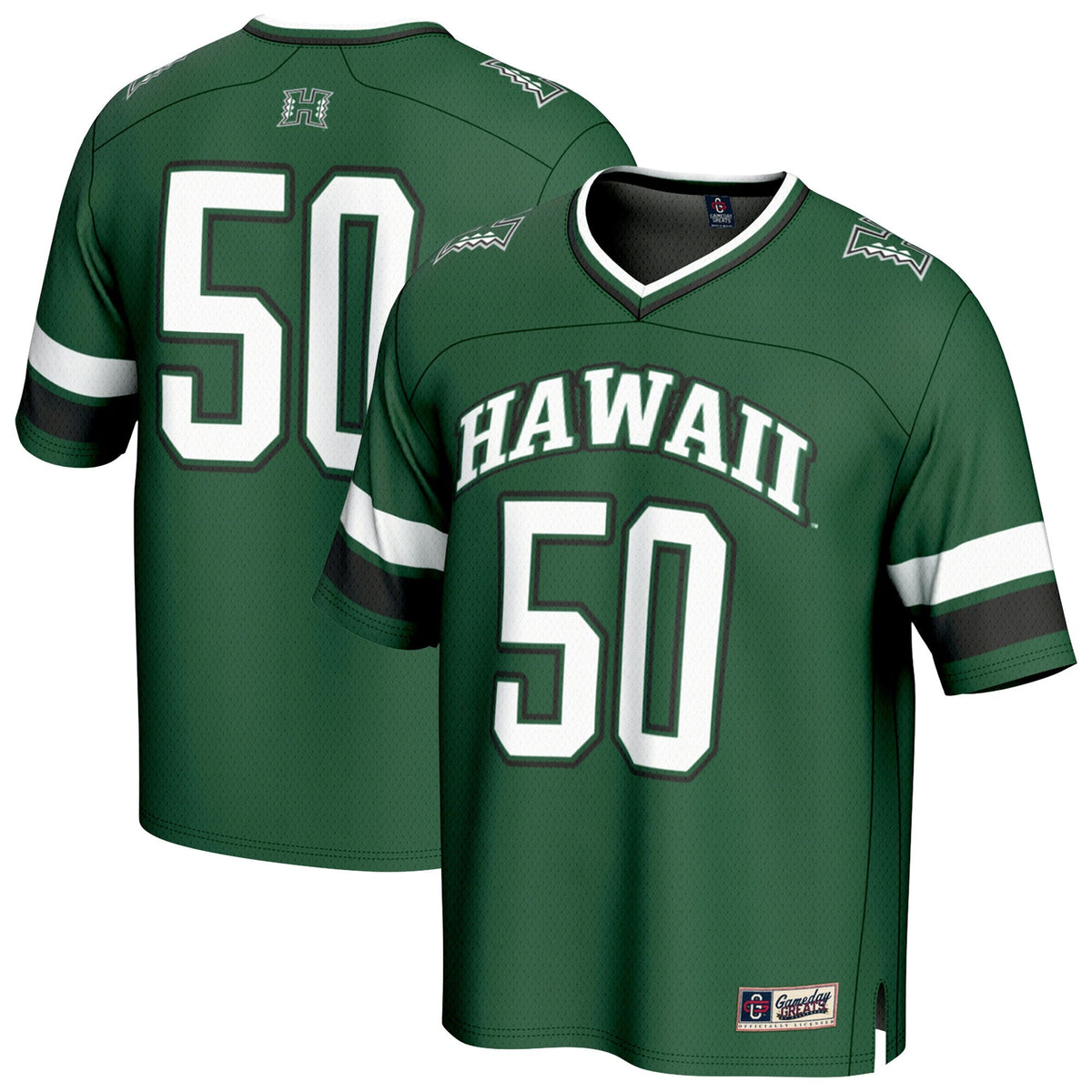 #50 Hawaii Rainbow Warriors Lightweight Collegiate Football Fashion Jersey - Green product image 2, provided for visual