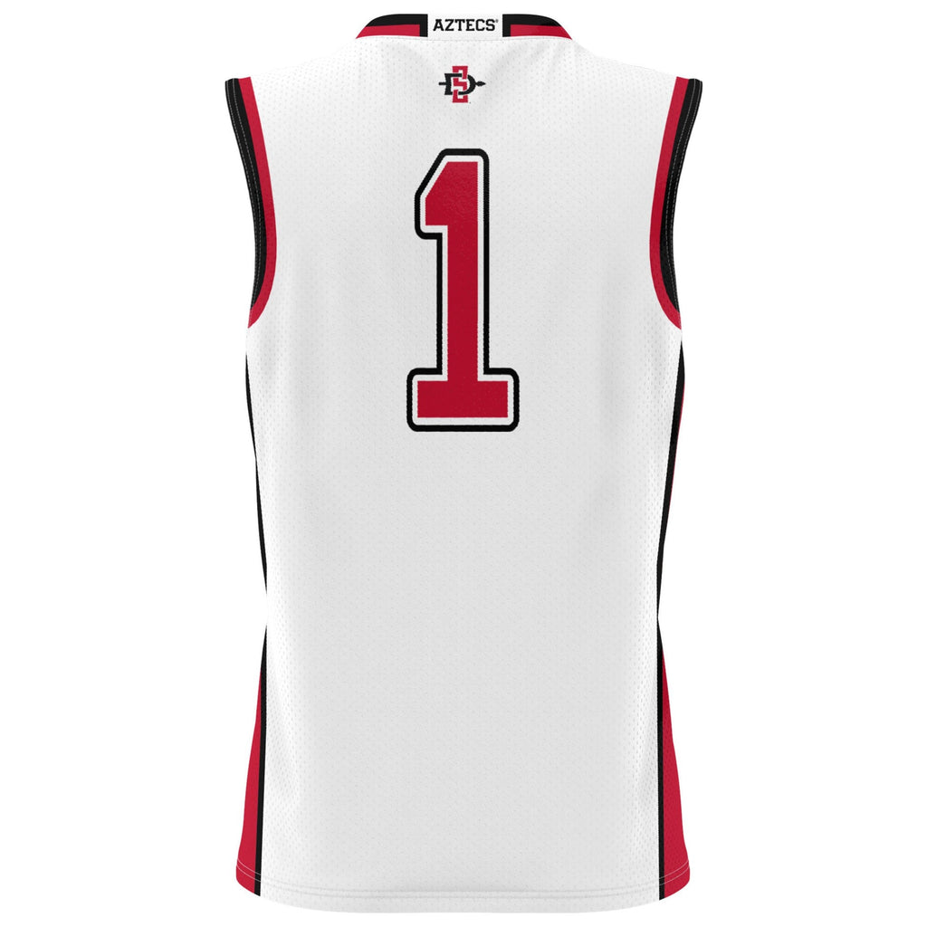 #1 San Diego State Aztecs Lightweight Basketball Fashion Jersey - White product image 4, provided for visual reference and