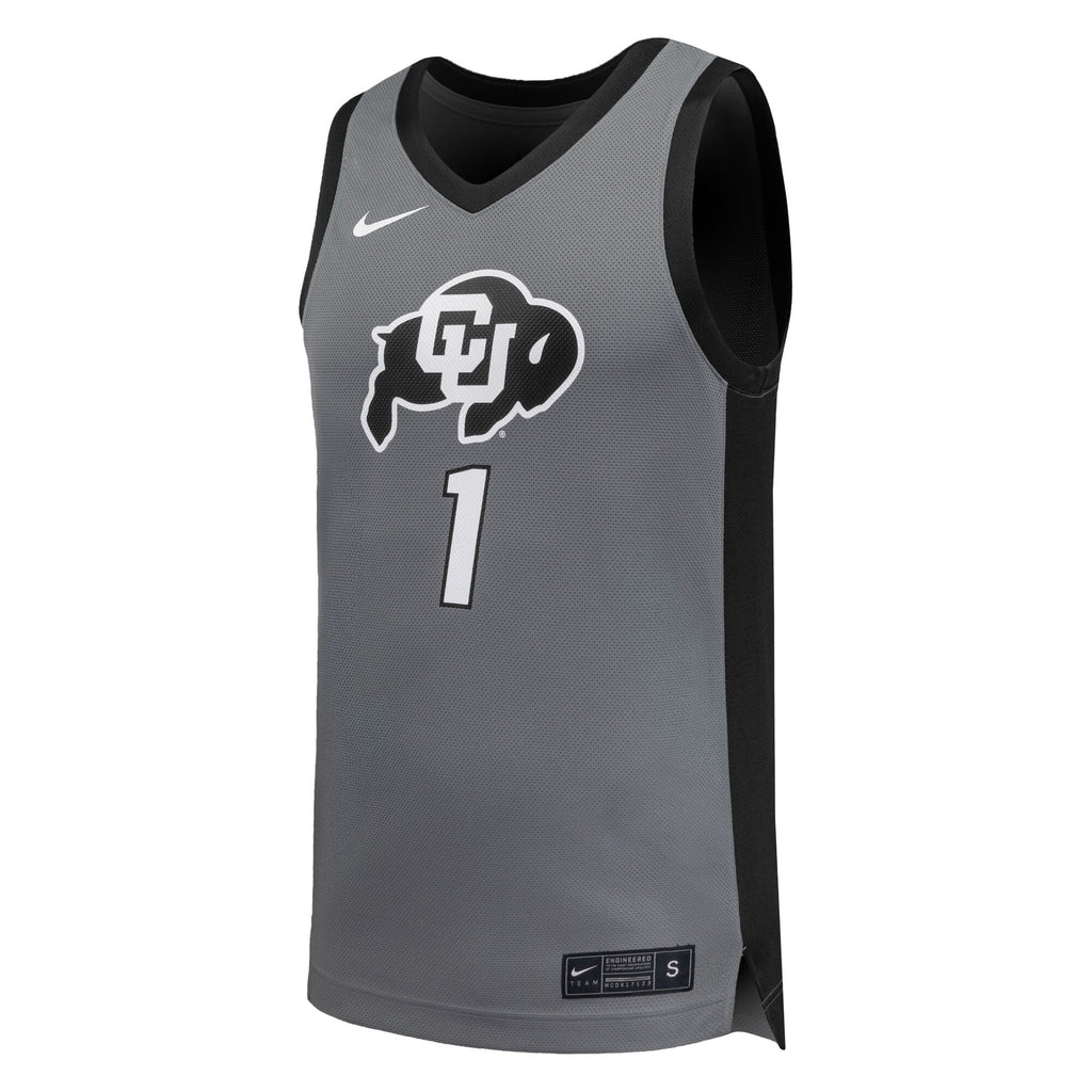 #1 Gray Colorado Buffaloes Replica Basketball Jersey product image 3, provided for visual reference and product detail review