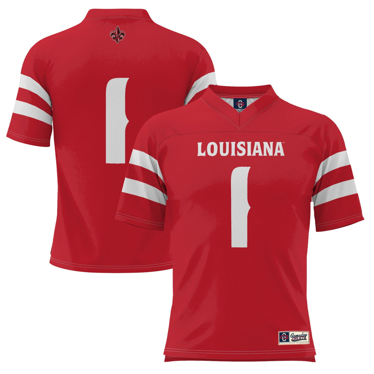 #1 Louisiana Ragin' Cajuns Football Jersey - Red product image 2, provided for visual reference and product detail review