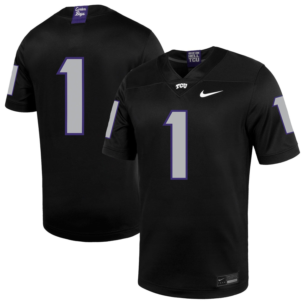#1 TCU Horned Frogs Untouchable Football Jersey – Black product image 2, provided for visual reference and product detail