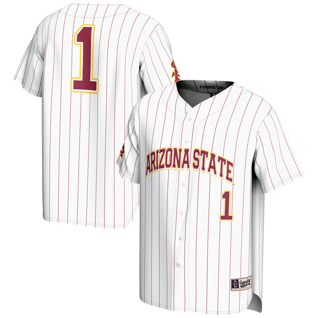 #1 Arizona State Sun Devils Lightweight Baseball Jersey - White product image 2, provided for visual reference and product