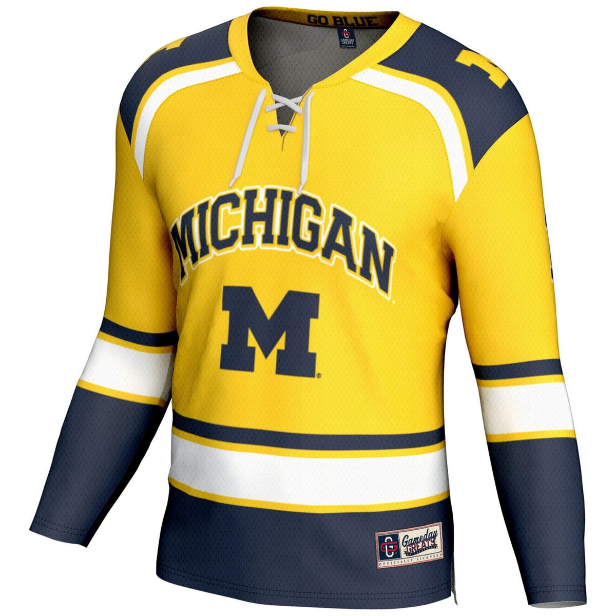 #1 Michigan Wolverines Hockey Jersey - Maize product image 3, provided for visual reference and product detail review