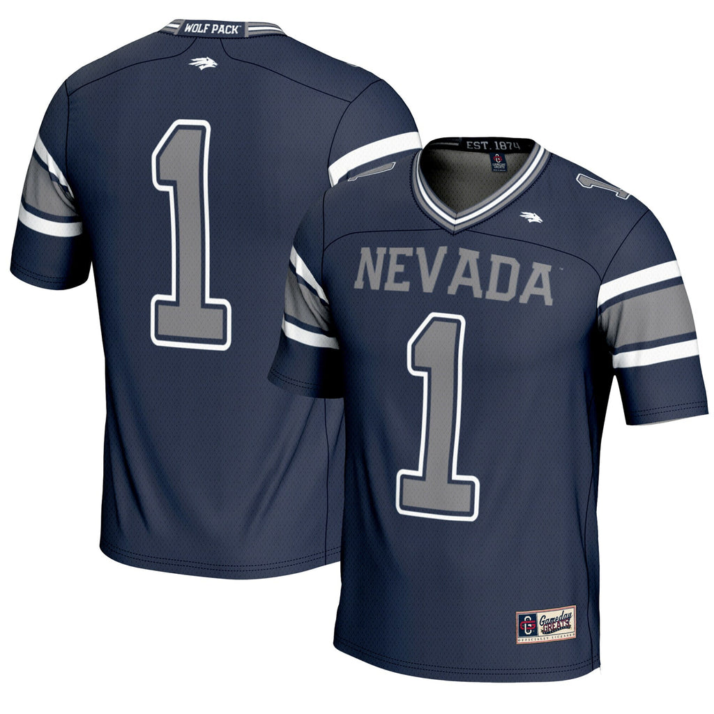 #1 Nevada Wolf Pack Endzone Football Jersey - Navy product image 1, provided for visual reference and product detail review