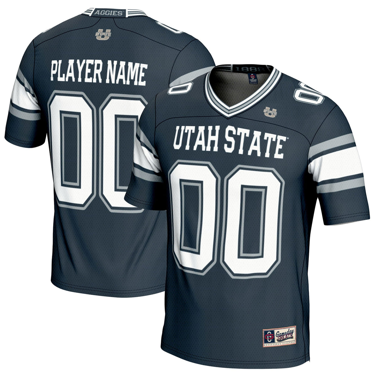 Utah State Aggies NIL Pick-A-Player Football Jersey - Navy product image 1, provided for visual reference and product detail