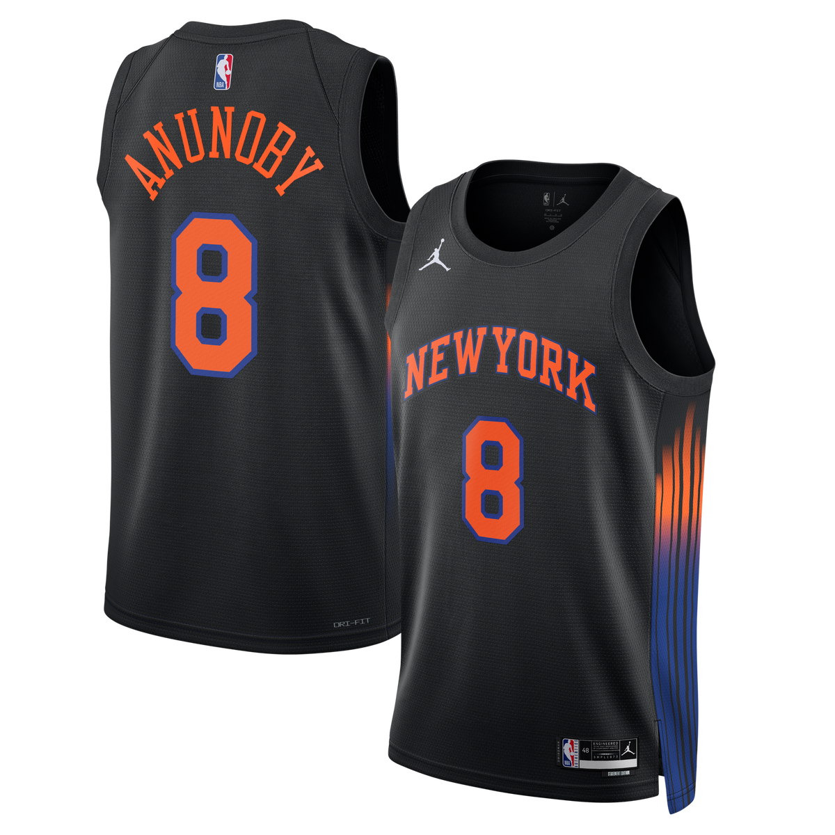 New York Knicks Statement Edition Jersey - Black - OG Anunoby product image 2, provided for visual reference and product