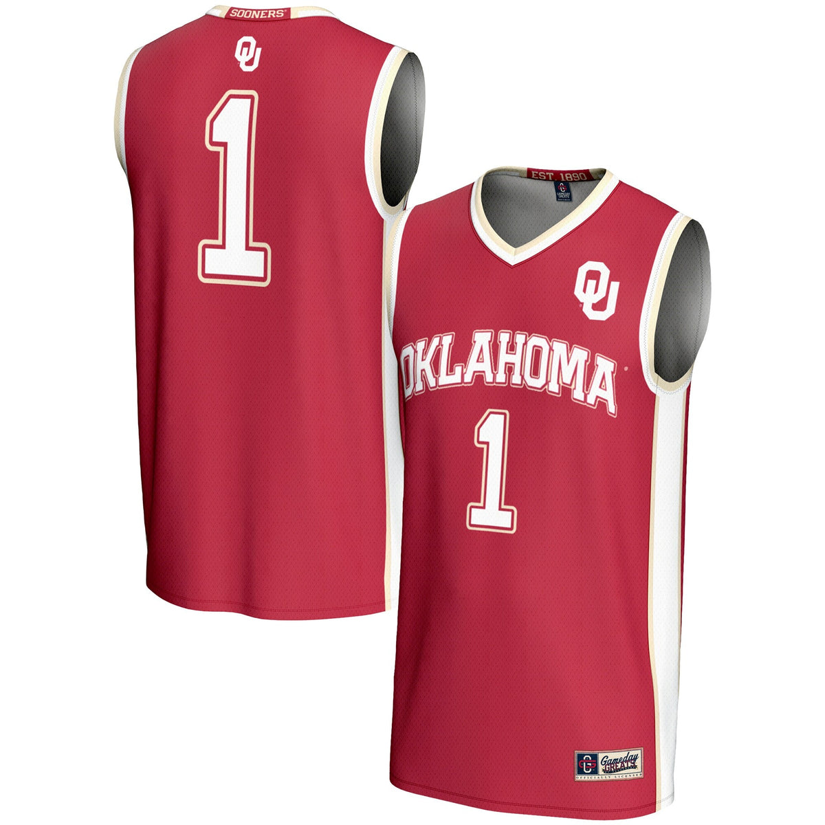 #1 Oklahoma Sooners Lightweight Basketball Jersey - Crimson product image 1, provided for visual reference and product