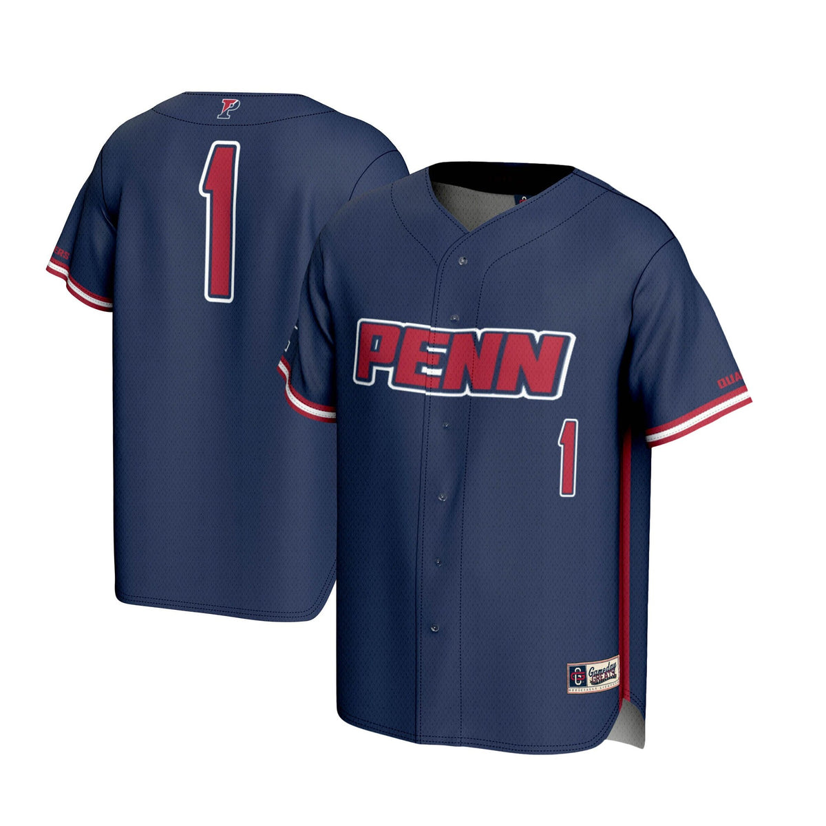 #1 Pennsylvania Quakers Lightweight Baseball Jersey - Navy product image 2, provided for visual reference and product detail