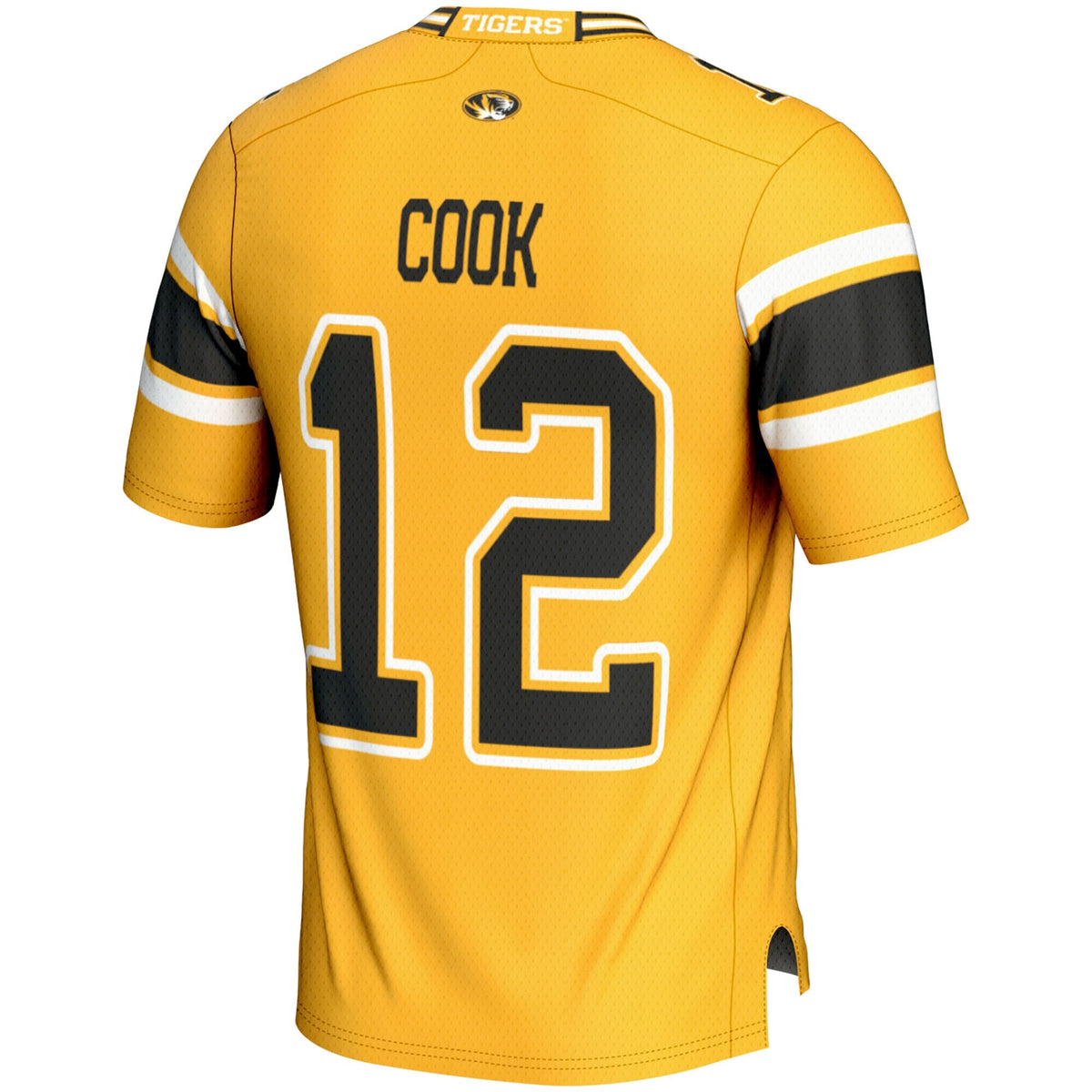Brady Cook Missouri Tigers NIL Player Football Jersey - Gold product image 4, provided for visual reference and product
