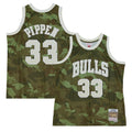 Chicago Bulls NBA Scottie Pippen 1997 Ghost Green Camo Swingman Jersey product image 1, provided for visual reference and