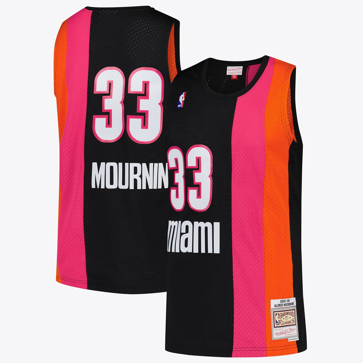 Miami Heat NBA Alonzo Mourning Hardwood Classics Road Jersey product image 2, provided for visual reference and product