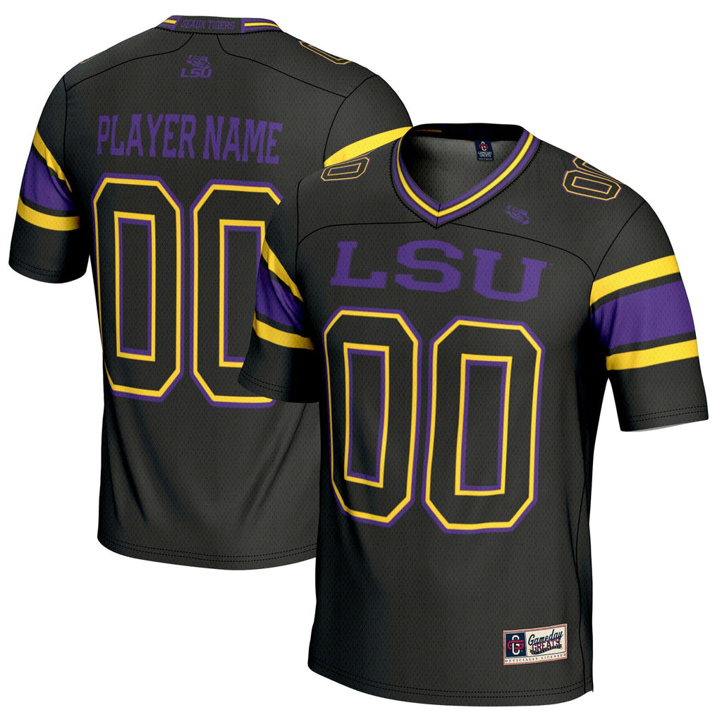 LSU Tigers NIL Pick-A-Player Football Jersey - Black product image 1, provided for visual reference and product detail review