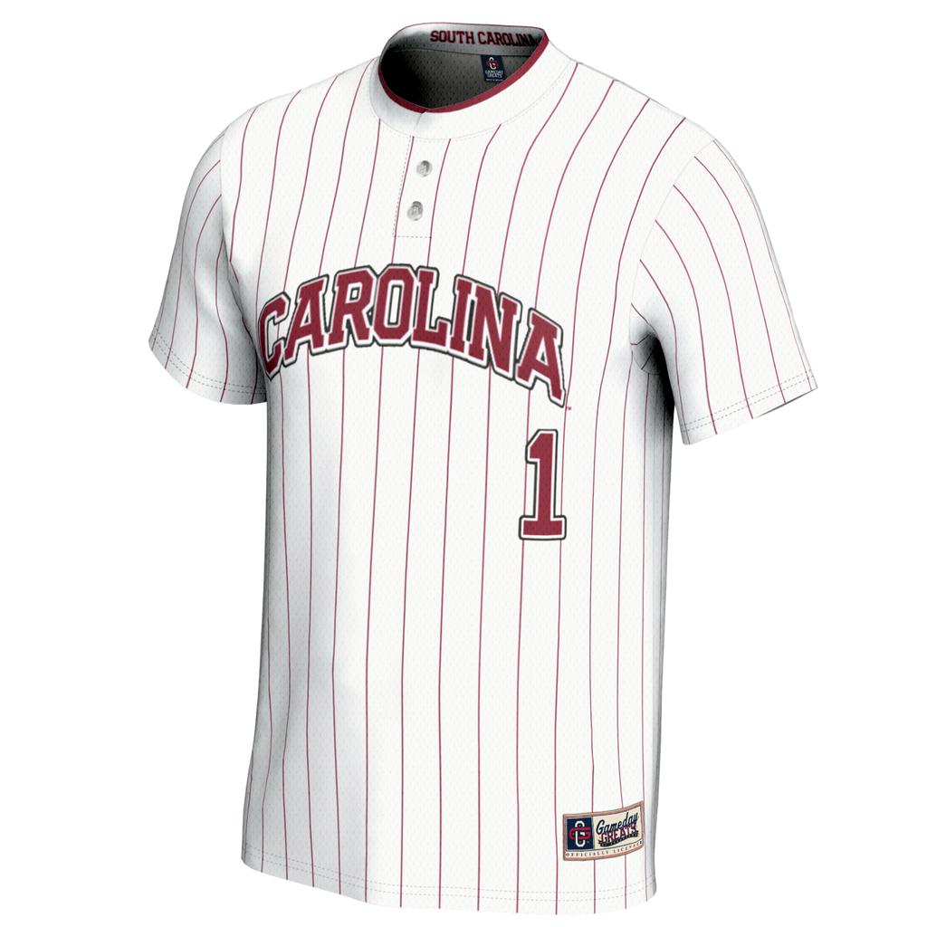 #1 South Carolina Gamecocks Lightweight Softball Jersey - White product image 3, provided for visual reference and product