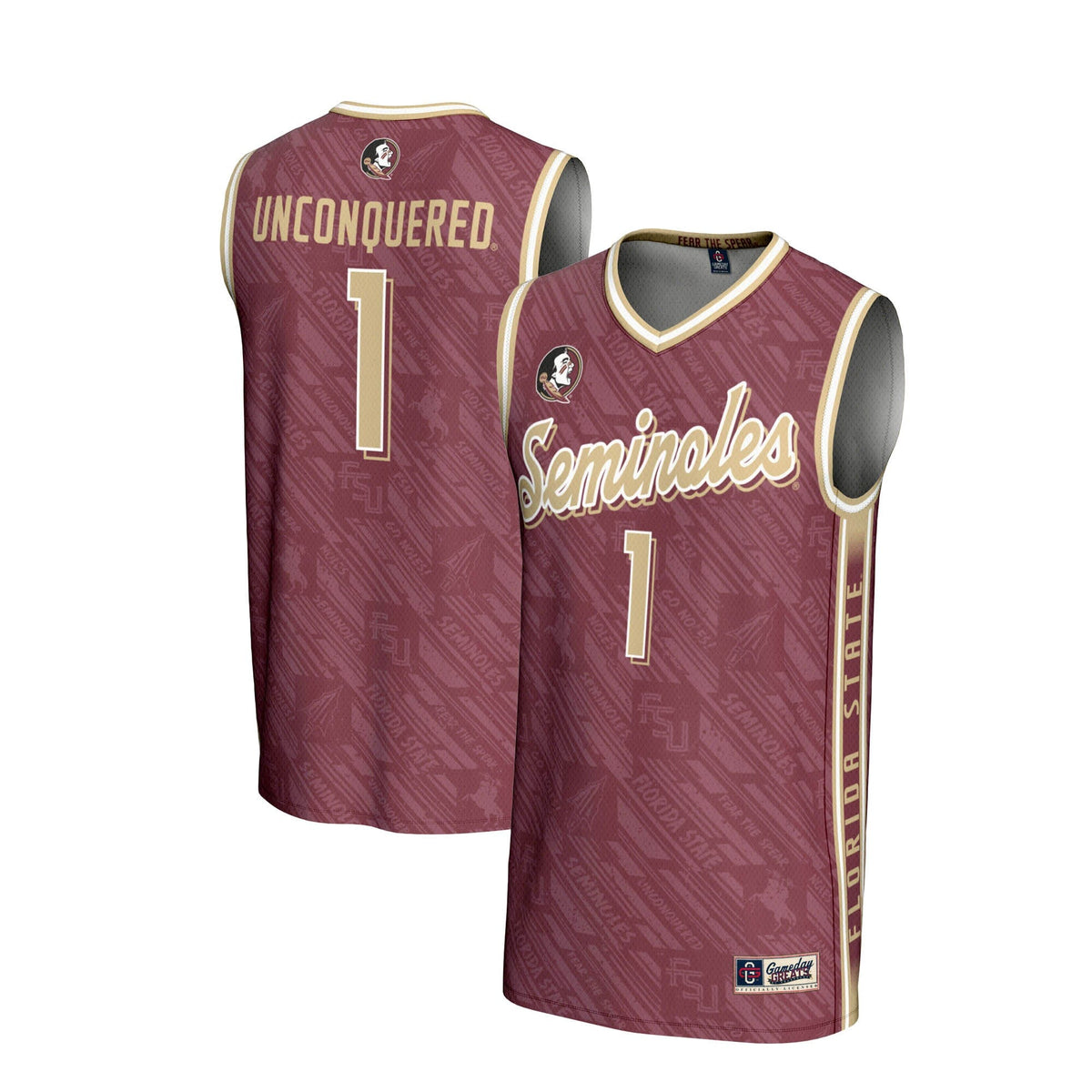 #1 Florida State Seminoles Lightweight Highlight Print Basketball Jersey - Garnet product image 1, provided for visual