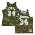 Los Angeles Lakers NBA Shaquille O'Neal Ghost Green Camo Swingman Jersey product image 1, provided for visual reference and