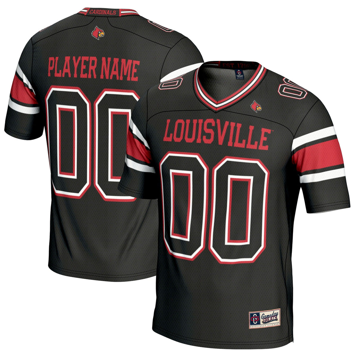 Louisville Cardinals NIL Pick-A-Player Football Jersey - Black product image 2, provided for visual reference and product