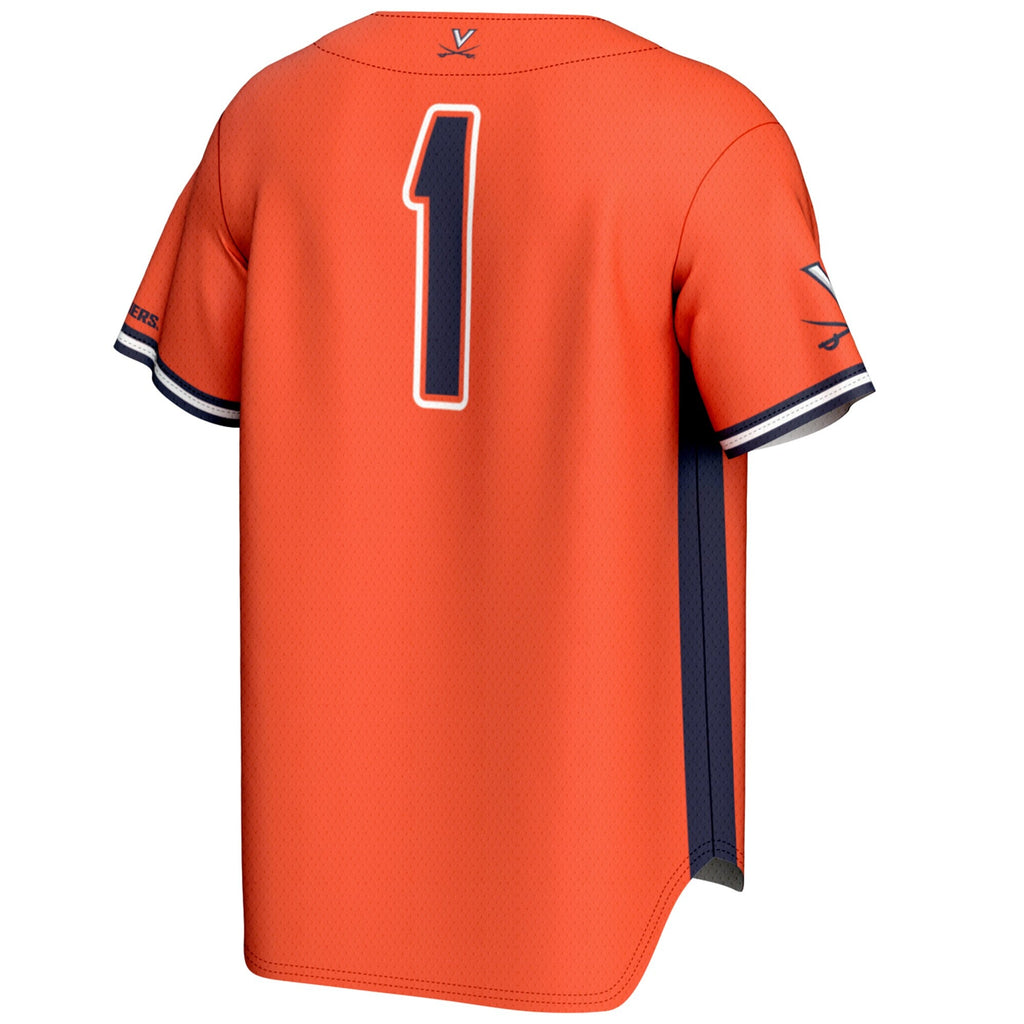 #1 Virginia Cavaliers Lightweight Baseball Jersey - Orange product image 4, provided for visual reference and product detail