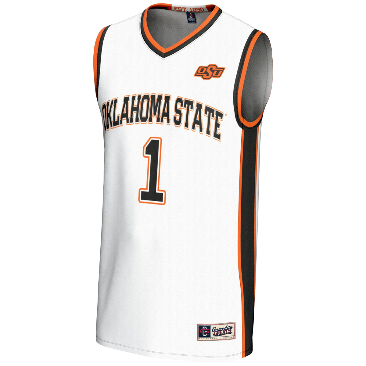 #1 Oklahoma State Cowboys Lightweight Basketball Jersey - White product image 3, provided for visual reference and product