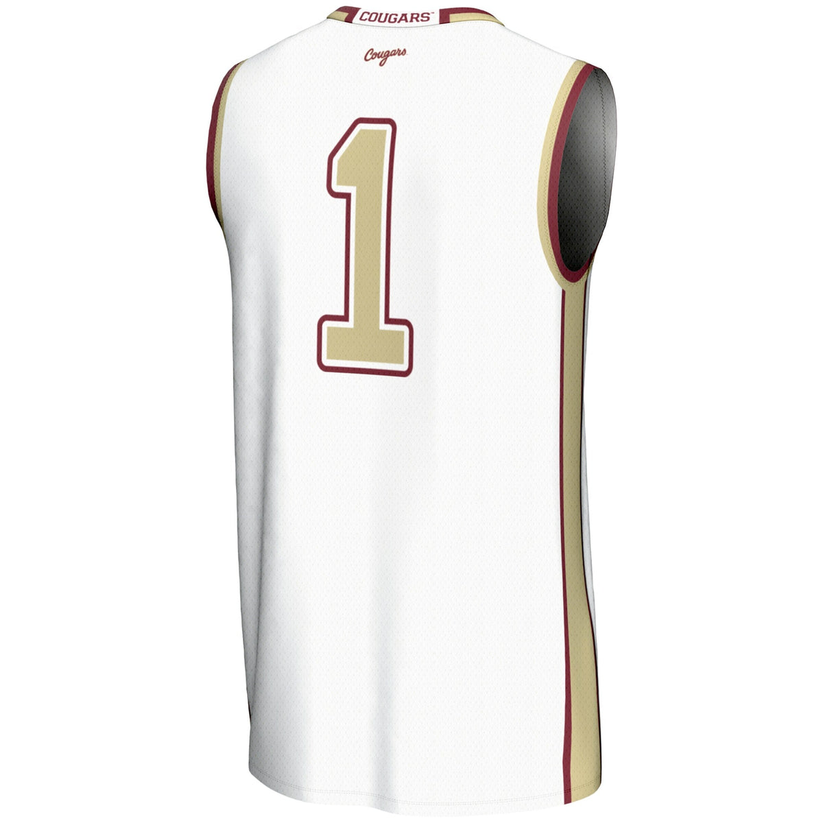 Charleston Cougars #1 Basketball Jersey - White product image 4, provided for visual reference and product detail review