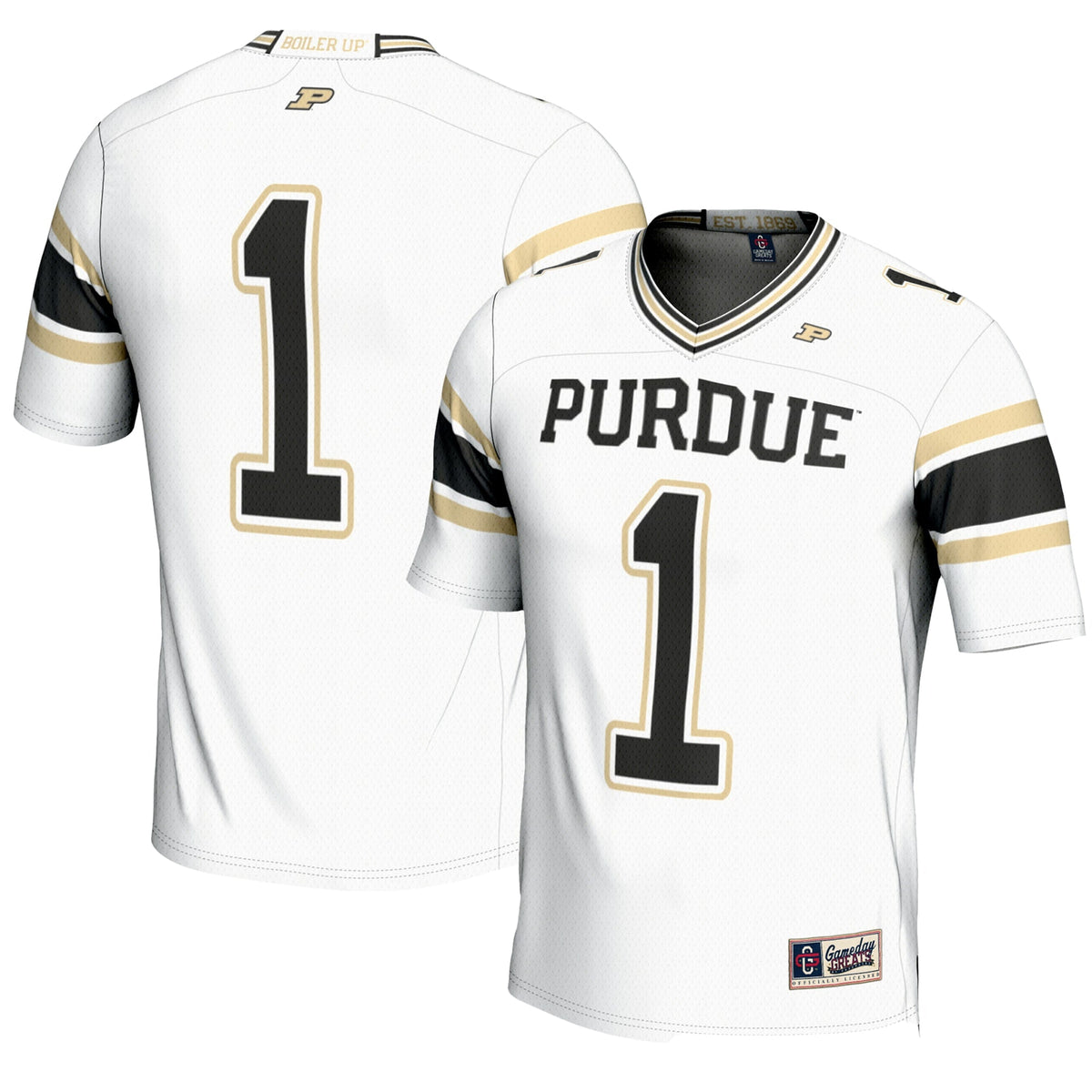 #1 Purdue Boilermakers Endzone Football Jersey - White product image 1, provided for visual reference and product detail