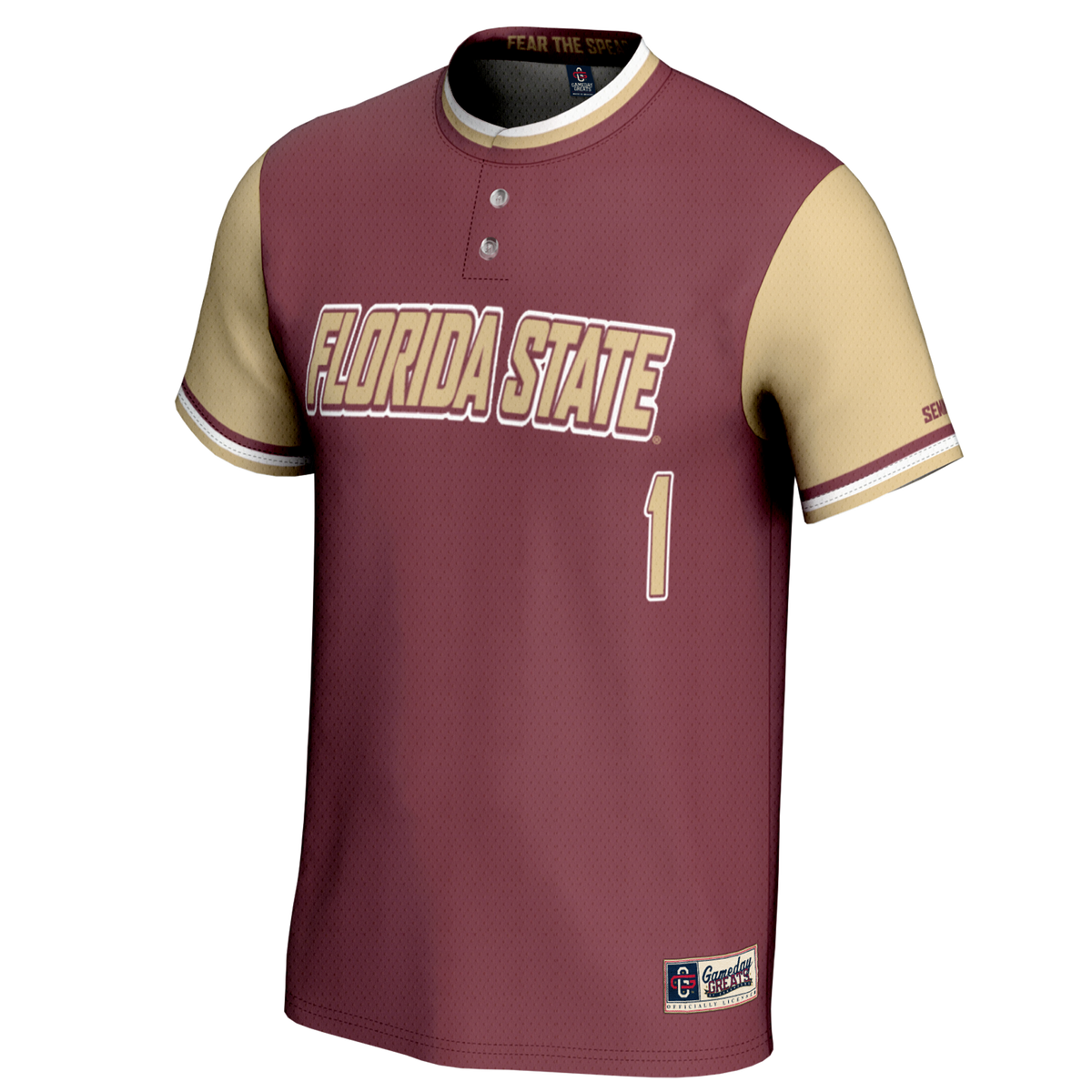 #1 Florida State Seminoles Lightweight Softball Jersey - Garnet product image 3, provided for visual reference and product
