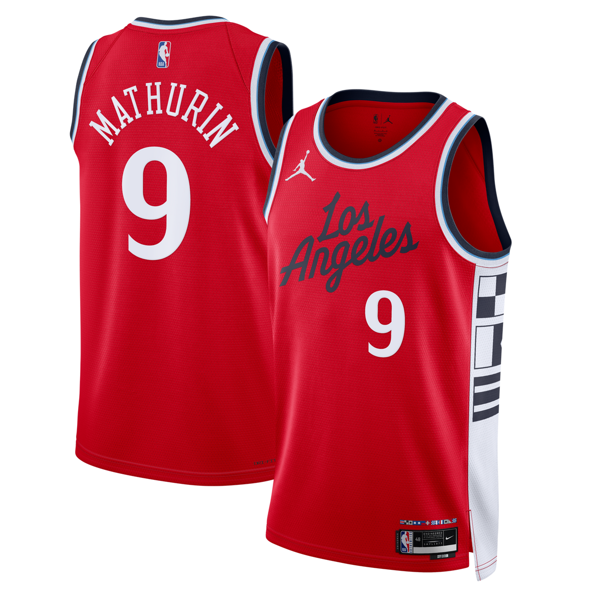 LA Clippers Statement Edition Swingman Jersey - Red - Bennedict Mathurin product image 2, provided for visual reference and
