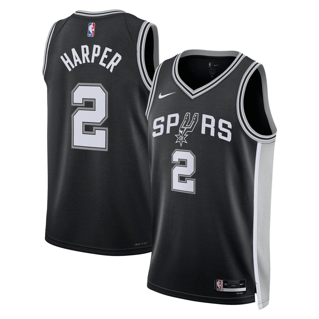 San Antonio Spurs Icon Edition Swingman Jersey NBA 2025 First Round Draft Pick - Black - Dylan Harper product image 1,