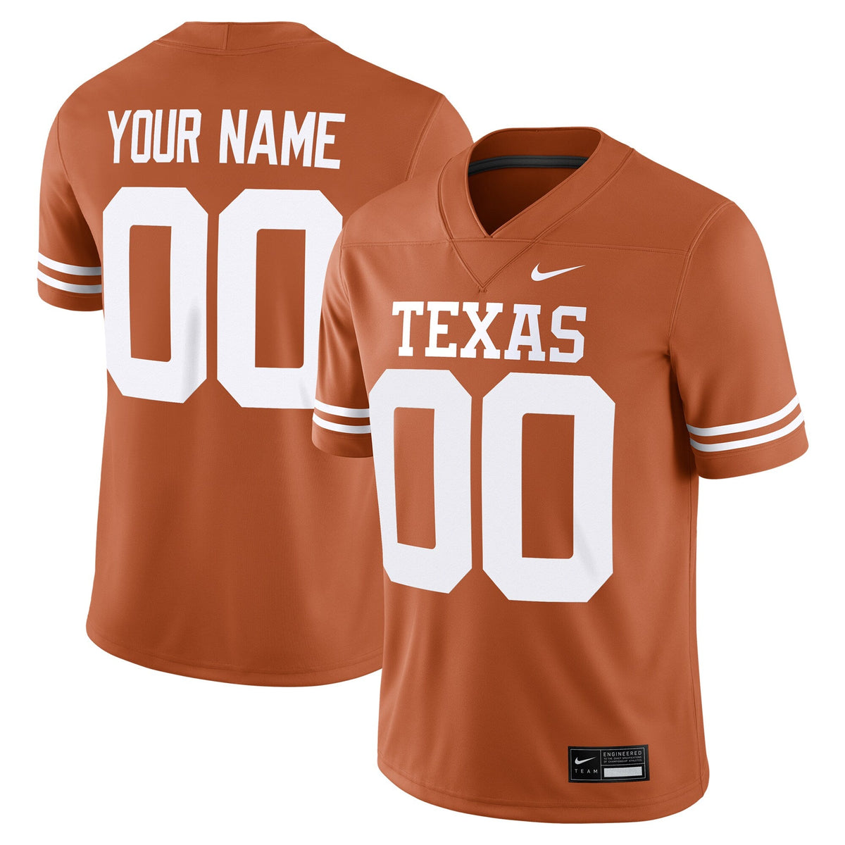 Texas Longhorns Custom Football Game Jersey - Texas Orange product image 2, provided for visual reference and product detail
