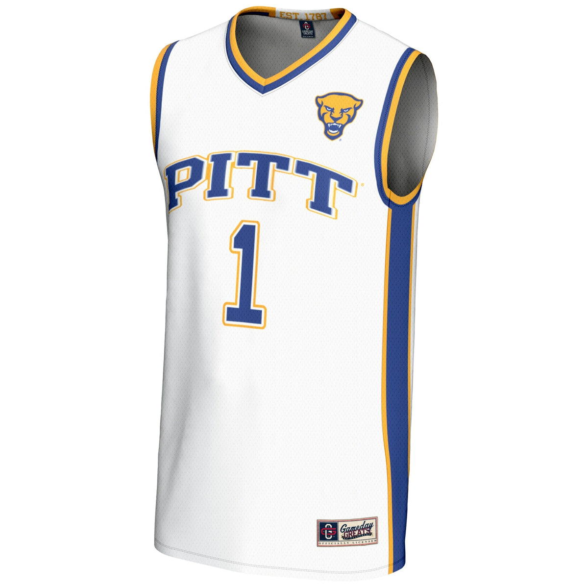 #1 Pitt Panthers Lightweight Basketball Jersey - White product image 3, provided for visual reference and product detail