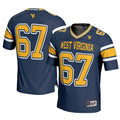 #1 West Virginia Mountaineers Football Jersey - Navy product image 1, provided for visual reference and product detail review