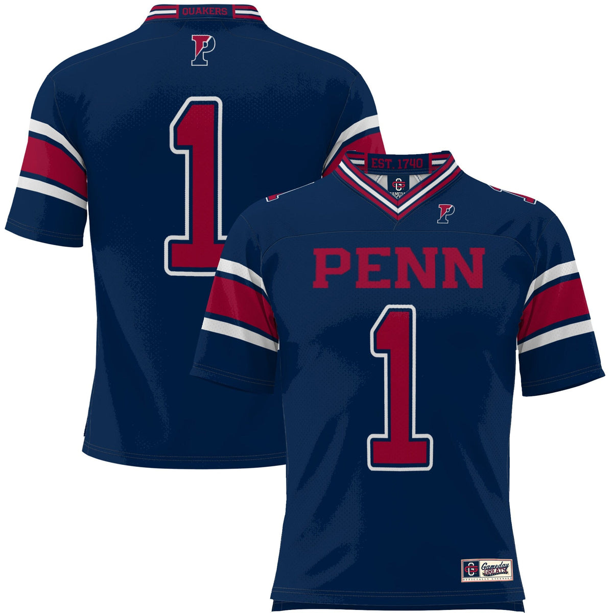 #1 Pennsylvania Quakers Endzone Football Jersey - Navy product image 2, provided for visual reference and product detail