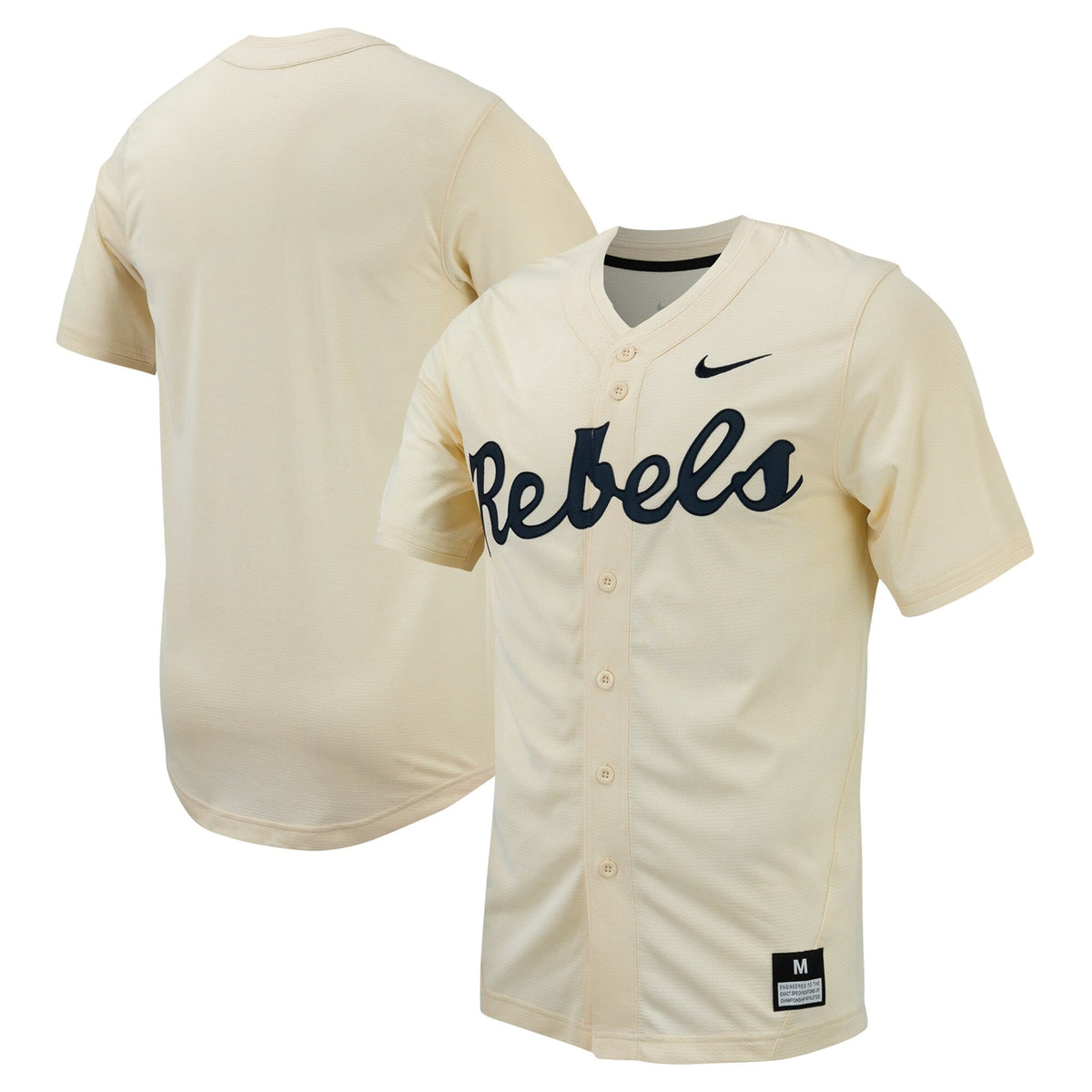 Cream Ole Miss Rebels Replica Full-Button Baseball Jersey product image 2, provided for visual reference and product detail