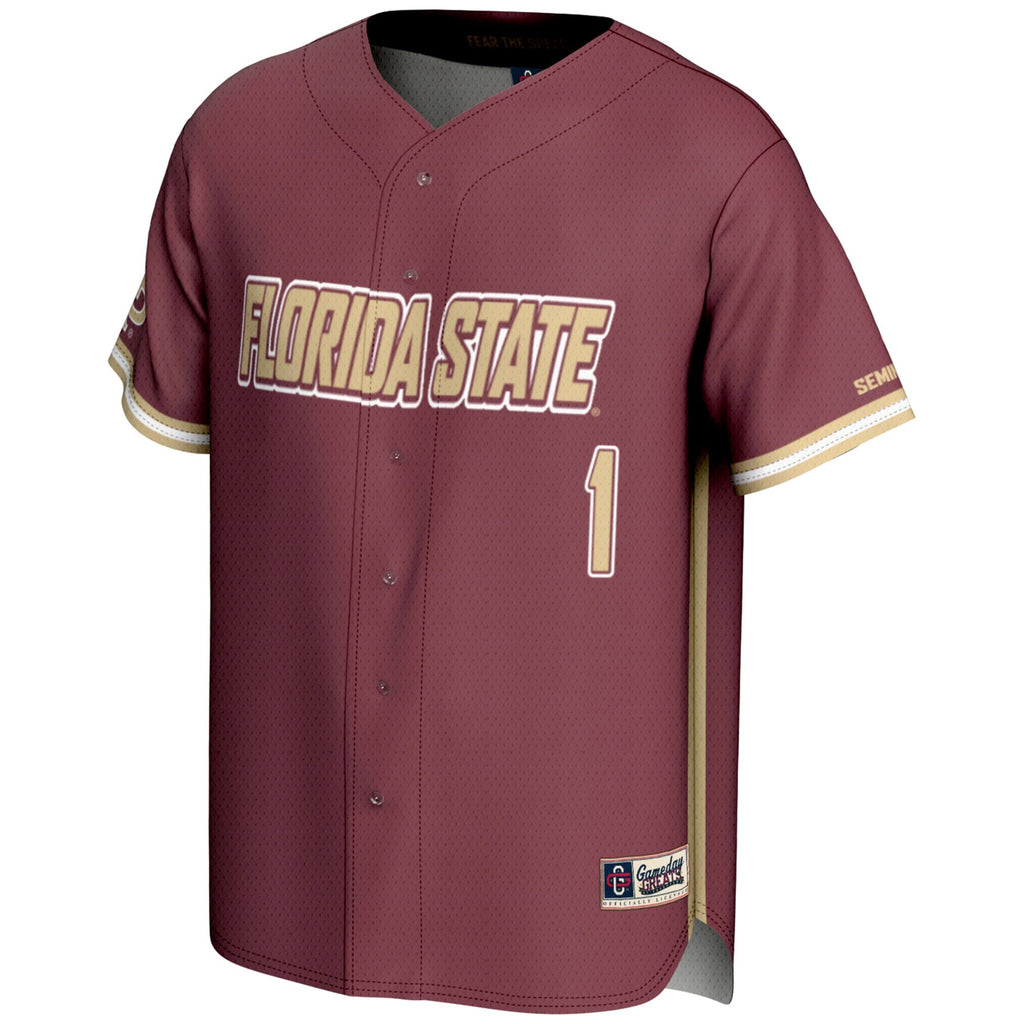 #1 Florida State Seminoles Lightweight Baseball Jersey - Garnet product image 3, provided for visual reference and product