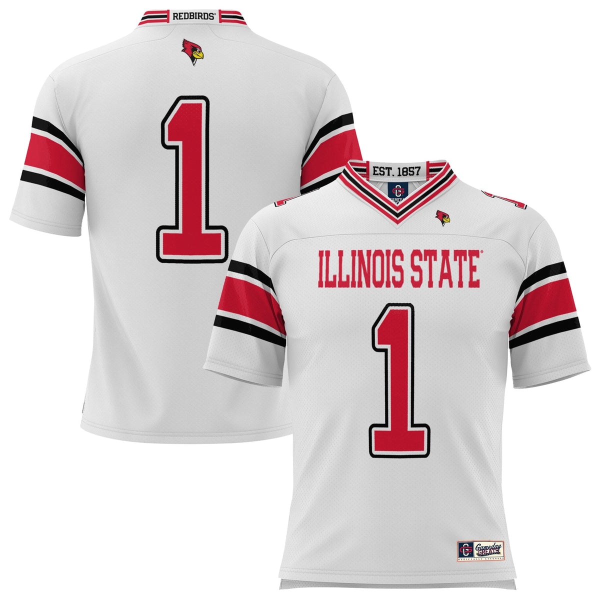 #1 Illinois State Redbirds Endzone Football Jersey - White product image 2, provided for visual reference and product detail