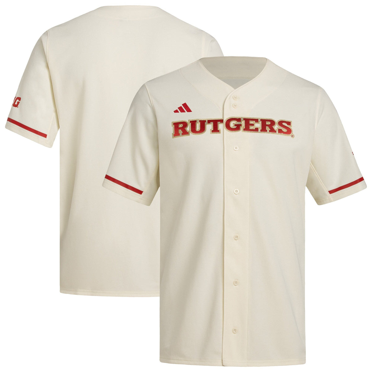 Rutgers Scarlet Knights Replica Baseball Jersey - Cream product image 2, provided for visual reference and product detail