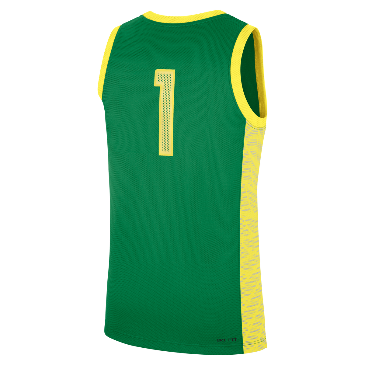 Green Oregon Ducks #1 Road Replica Basketball Jersey product image 4, provided for visual reference and product detail review
